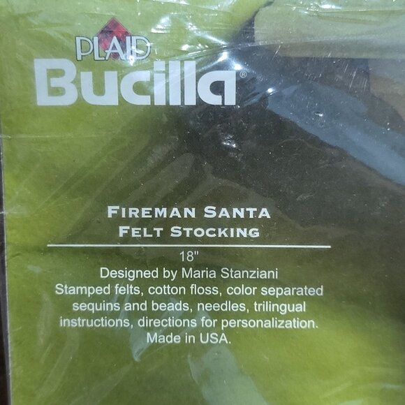 Plaid Bucilla Felt Stocking Kit 2008 Fireman Santa Dalmatian Dog 18" 86107 - Picture 11 of 11